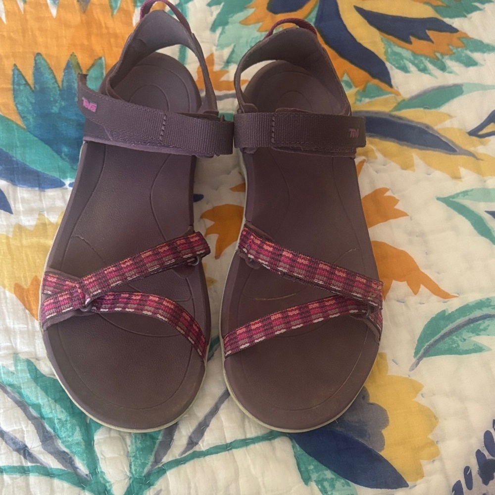 Teva Women's Plum Sport Sandals with Pink Plaid Straps